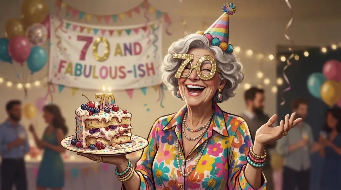 Funny 70th birthday wishes for sister