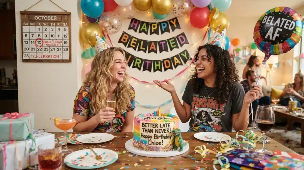 Funny Sorry for Late Birthday Wishes to Best Friend