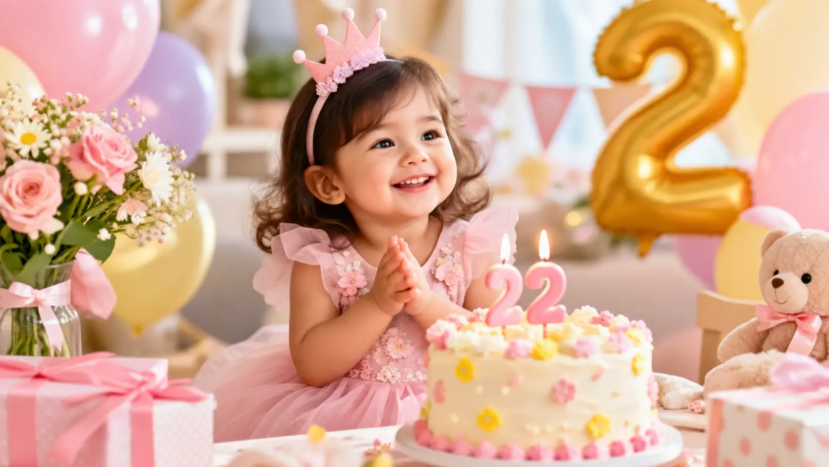 Happy 2nd birthday girl wishes”